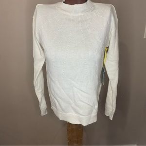 XS white beaded CeCe sweater, NWT